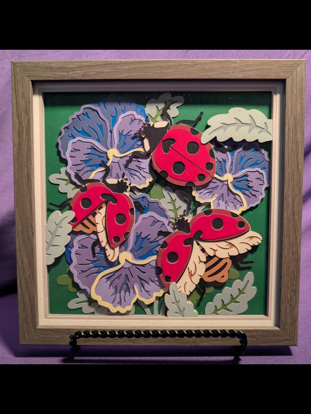 Ladybug Floral Layered Wall Art - Red & Purple - Picture 1 of 1
